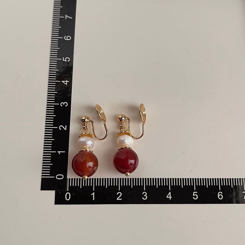 Bead Drop Pearl Freshwater Earring Alloy Agate