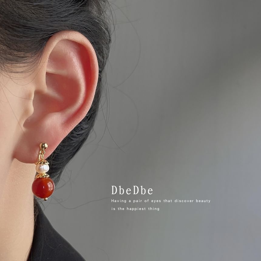 Bead Drop Pearl Freshwater Earring Alloy Agate