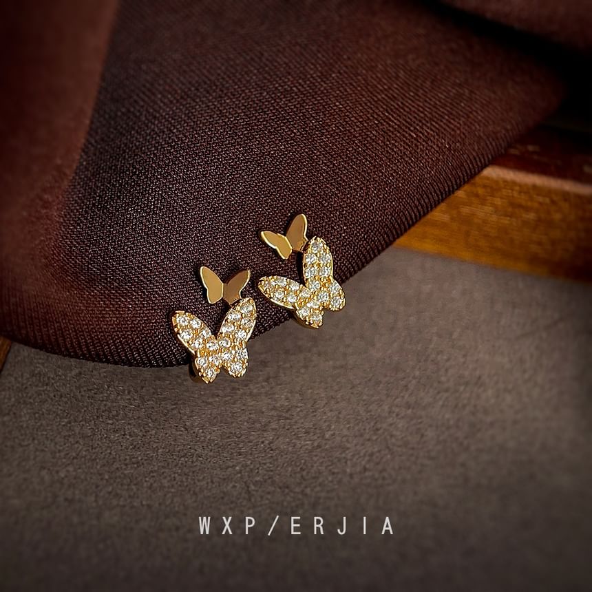 Alloy Cuff Rhinestone Ear Butterfly