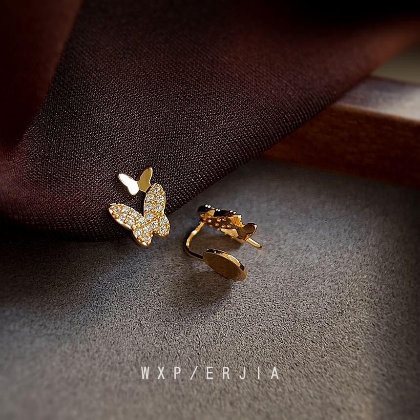 Alloy Cuff Rhinestone Ear Butterfly
