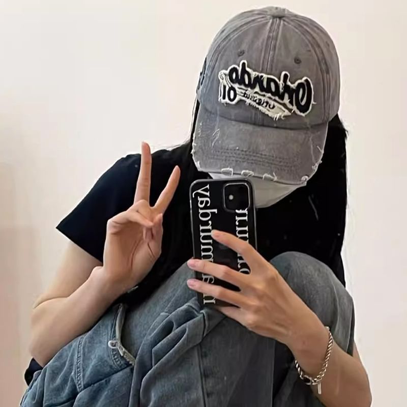 Distressed Applique Cap Lettering Baseball