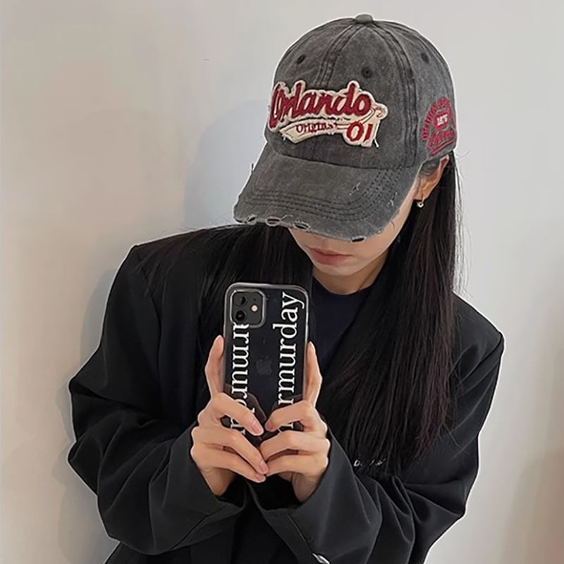 Distressed Applique Cap Lettering Baseball