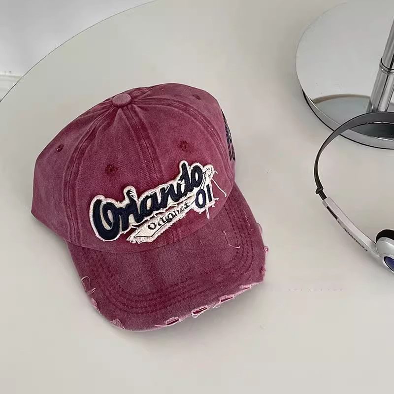 Distressed Applique Cap Lettering Baseball