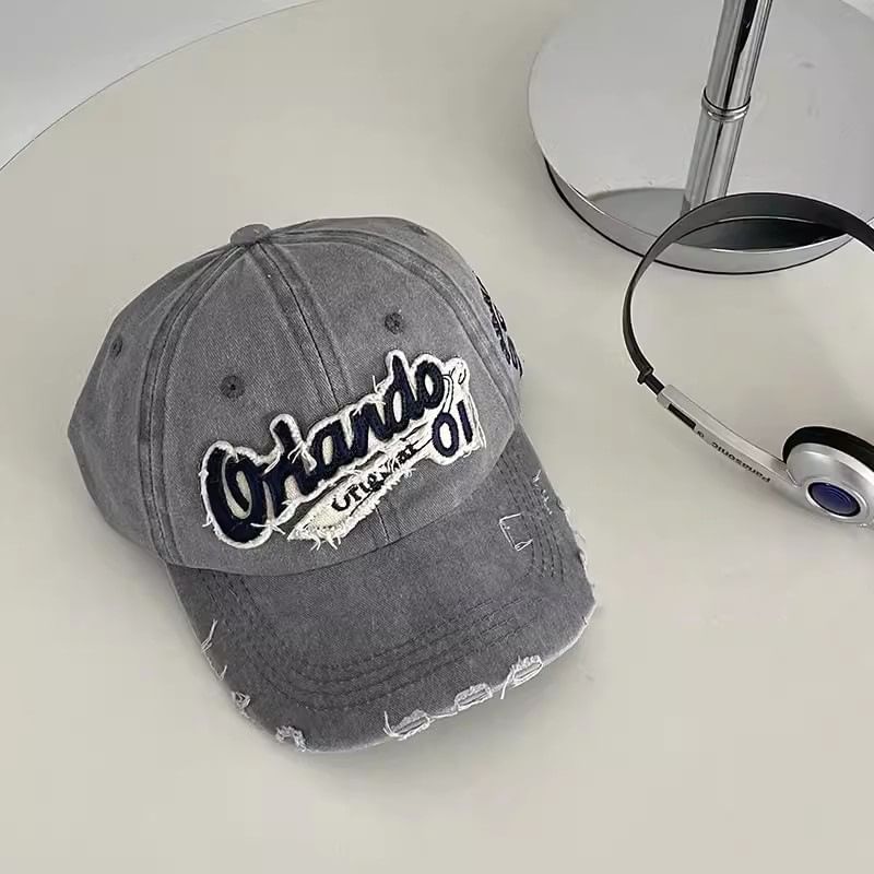 Distressed Applique Cap Lettering Baseball