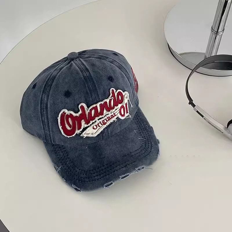 Distressed Applique Cap Lettering Baseball