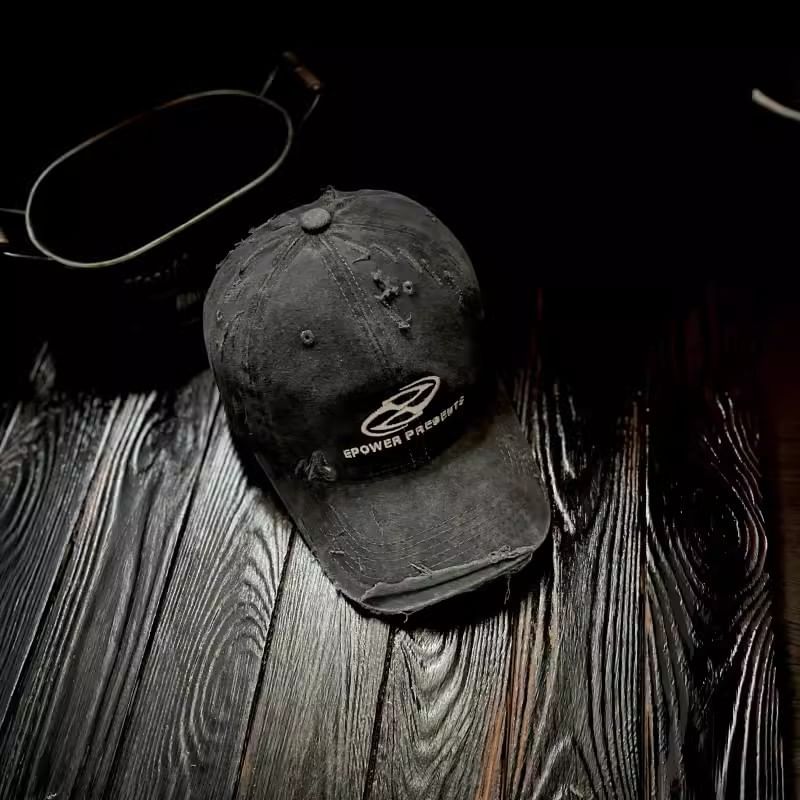 Distressed Embroidered Lettering Baseball Cap