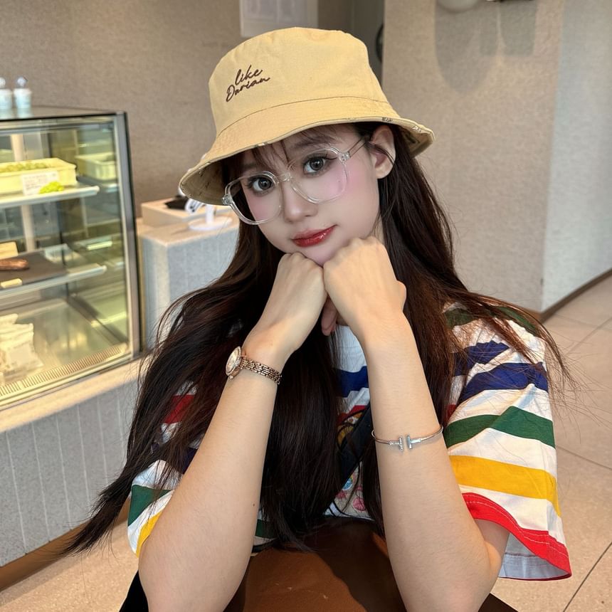 Hat Embroidered Bucket Lettering Reversible