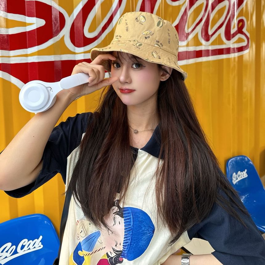 Hat Embroidered Bucket Lettering Reversible