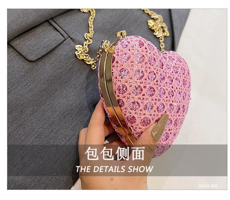 Heart Rhinestone Crossbody Bag