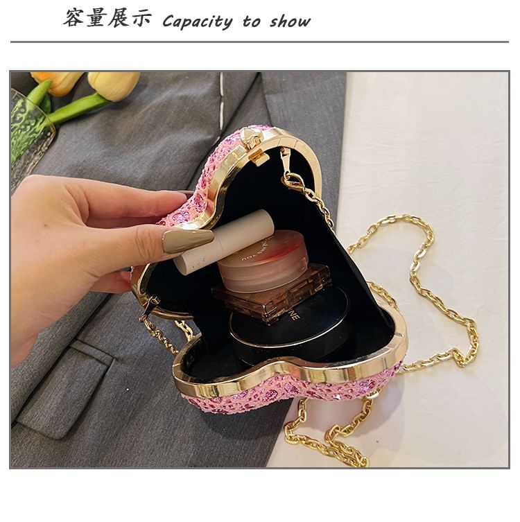 Heart Rhinestone Crossbody Bag