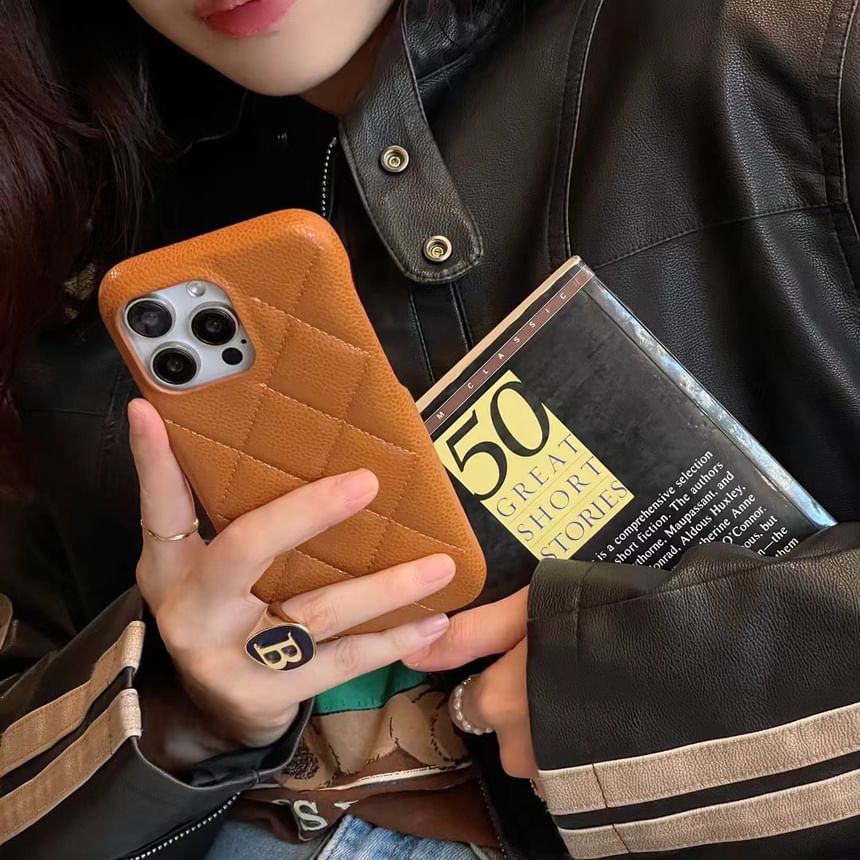 Phone Quilted Case Faux Leather