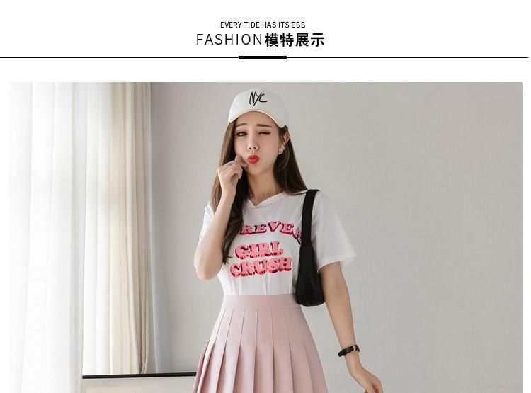 Mini Plain High Pleated Waist Skirt A-Line