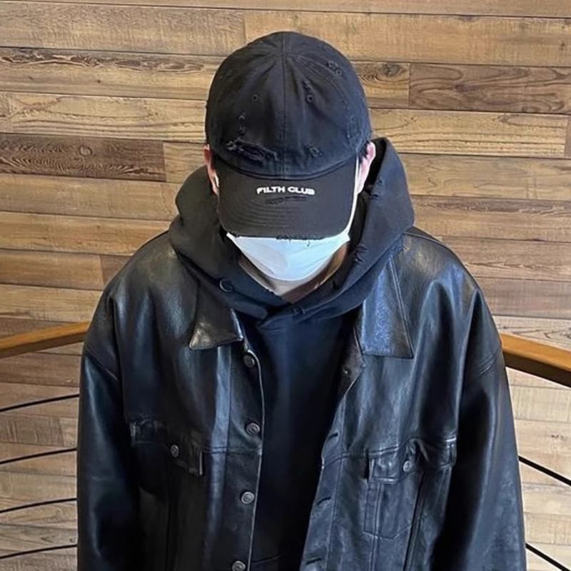 Lettering Distressed Baseball Cap