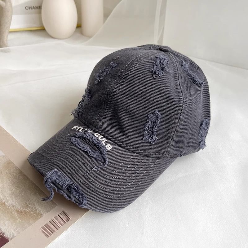 Lettering Distressed Baseball Cap