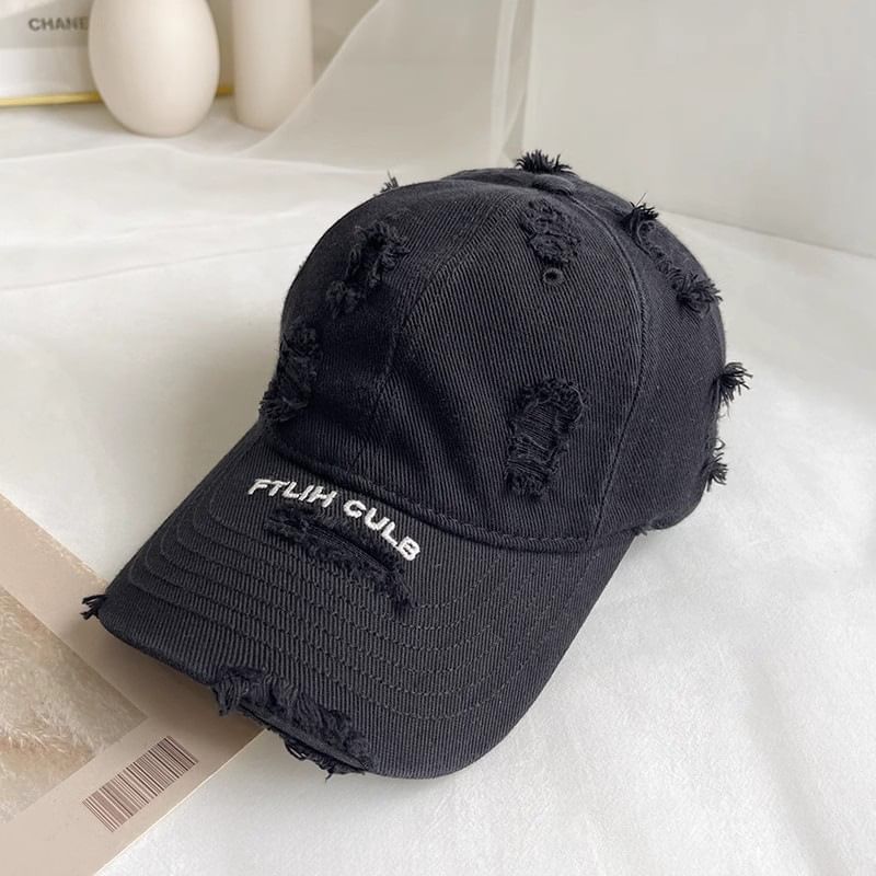 Lettering Distressed Baseball Cap