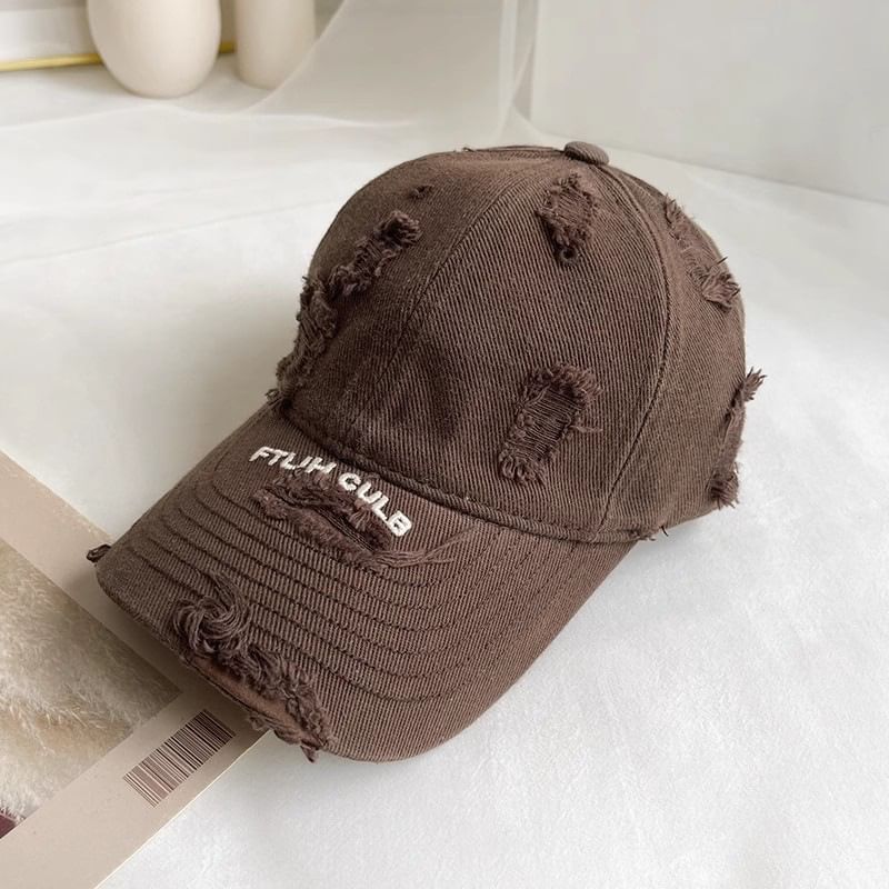 Lettering Distressed Baseball Cap