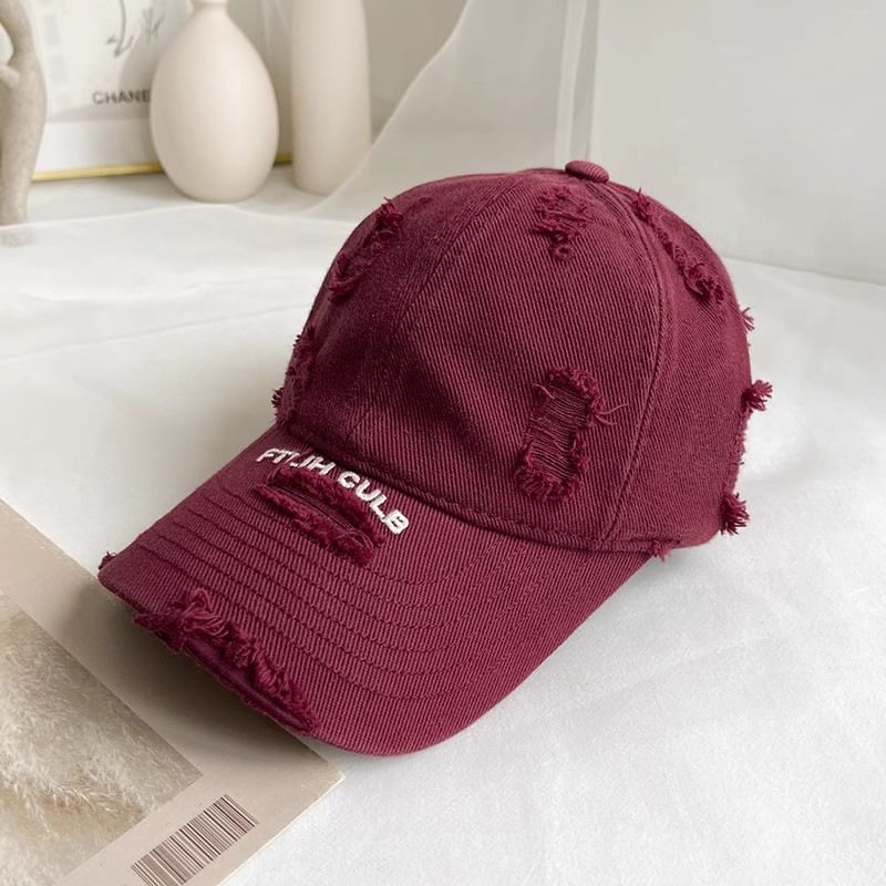 Lettering Distressed Baseball Cap