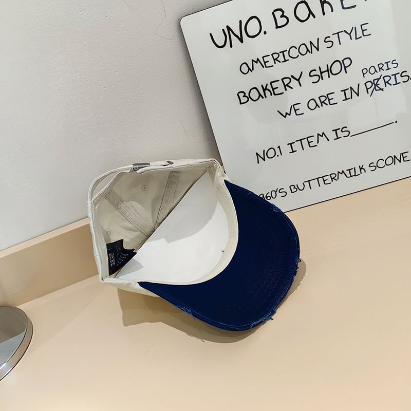 Lettering Distressed Cap Applique Baseball