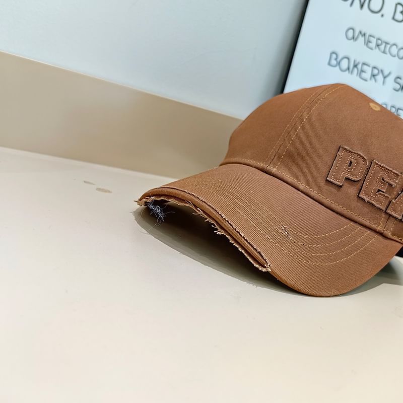 Distressed Applique Lettering Baseball Cap