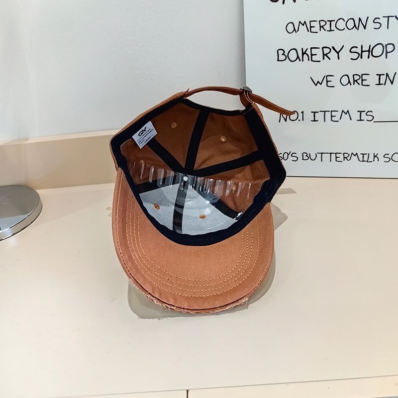 Distressed Applique Lettering Baseball Cap