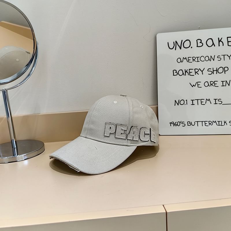Distressed Applique Lettering Baseball Cap