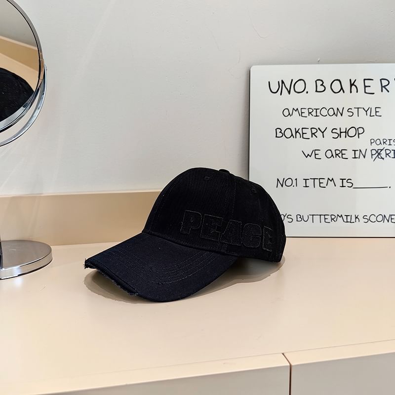 Distressed Applique Lettering Baseball Cap
