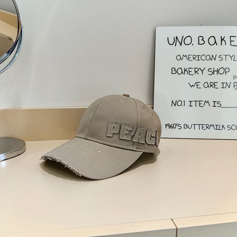 Distressed Applique Lettering Baseball Cap