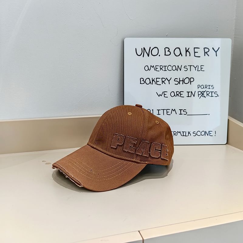 Distressed Applique Lettering Baseball Cap