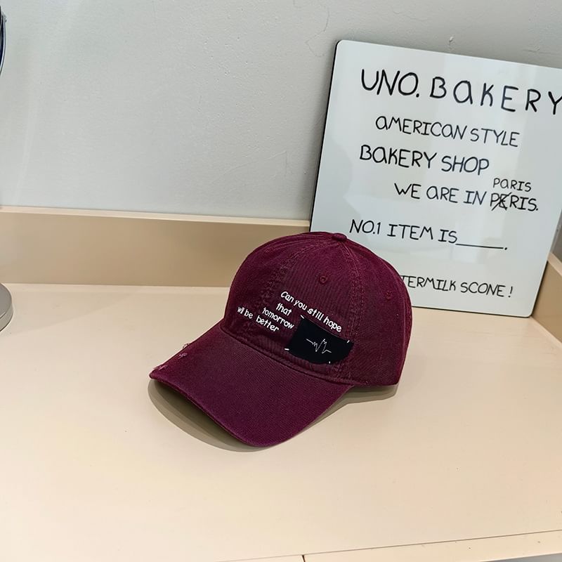 Distressed Baseball Applique Lettering Cap