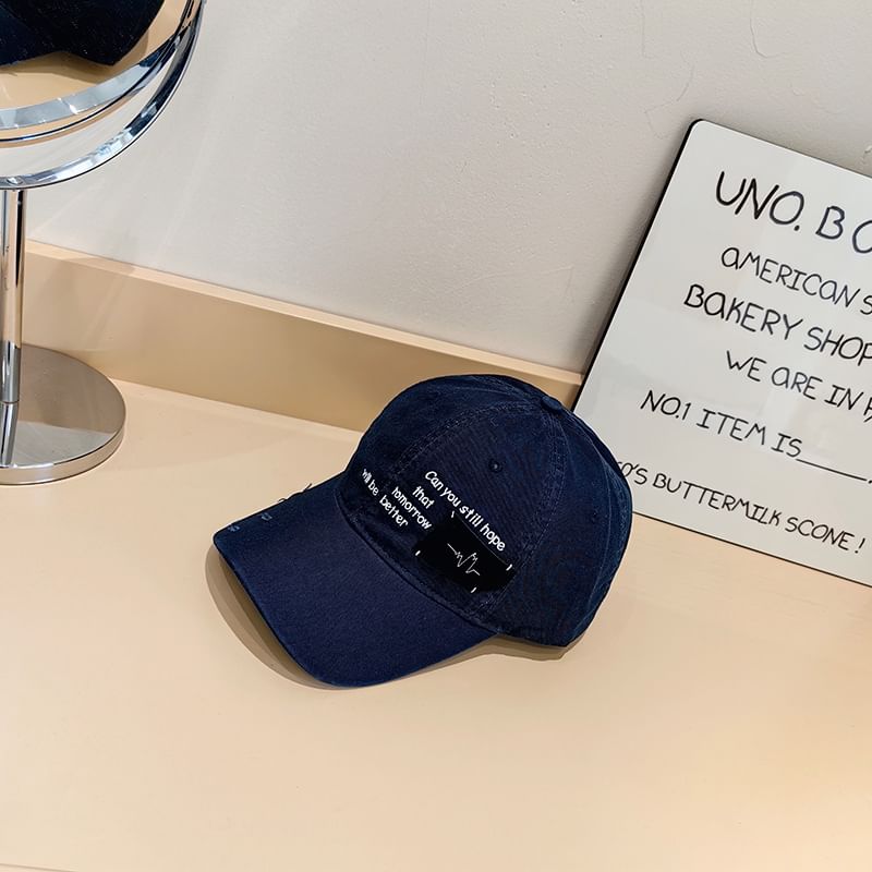 Distressed Baseball Applique Lettering Cap