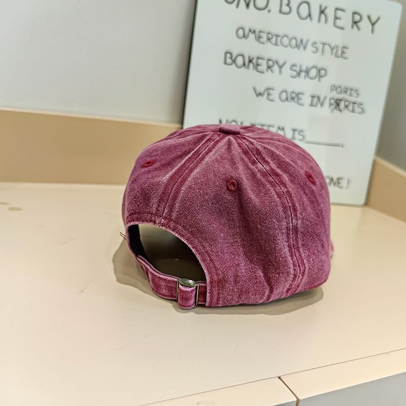 Washed Embroidered Lettering Cap Baseball