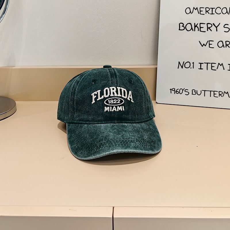 Washed Embroidered Lettering Cap Baseball
