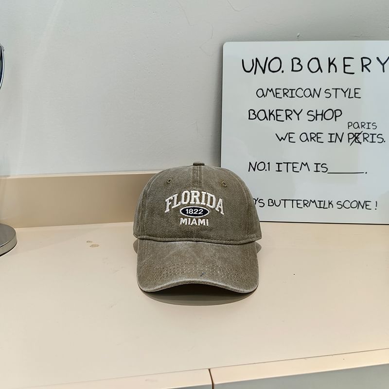 Washed Embroidered Lettering Cap Baseball