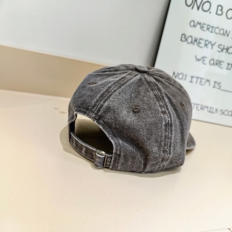 Cap Washed Lettering Baseball Embroidered