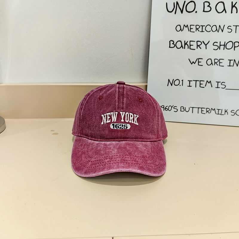 Cap Washed Lettering Baseball Embroidered