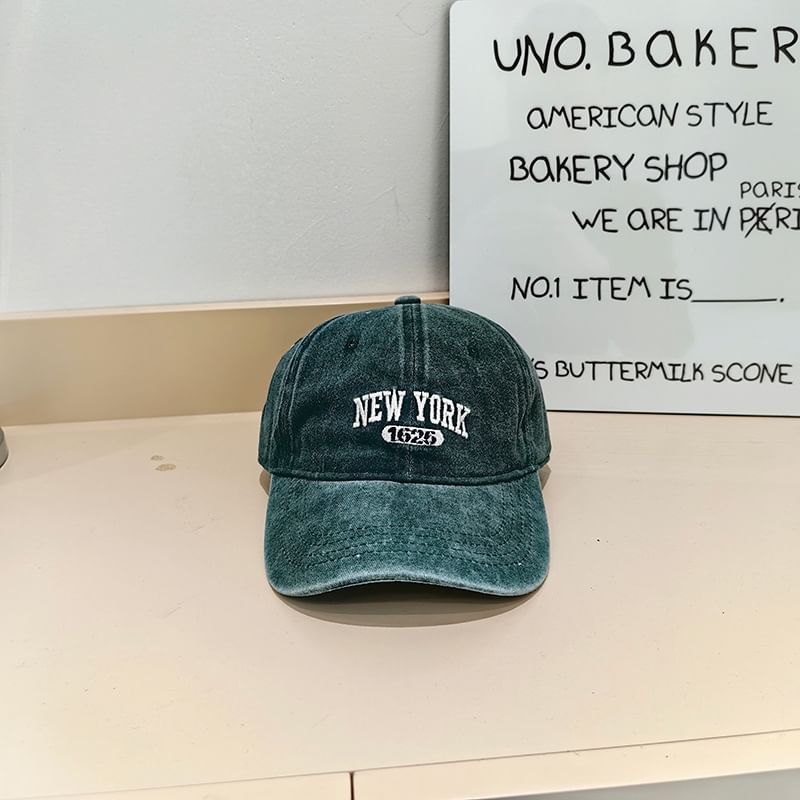 Cap Washed Lettering Baseball Embroidered