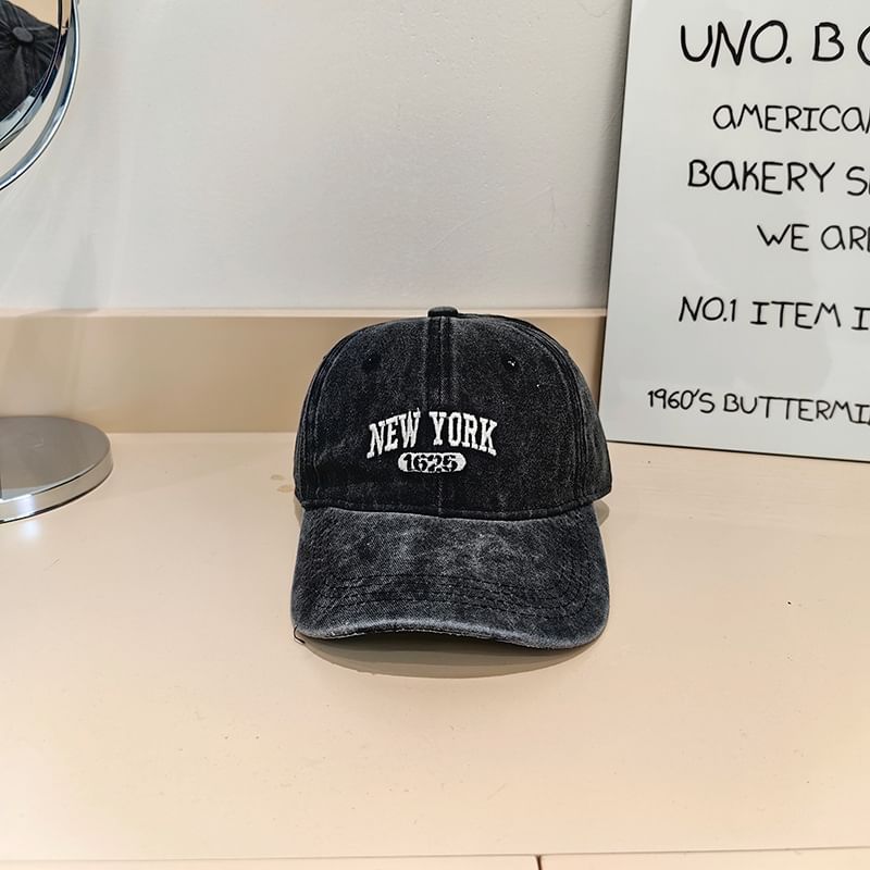 Cap Washed Lettering Baseball Embroidered