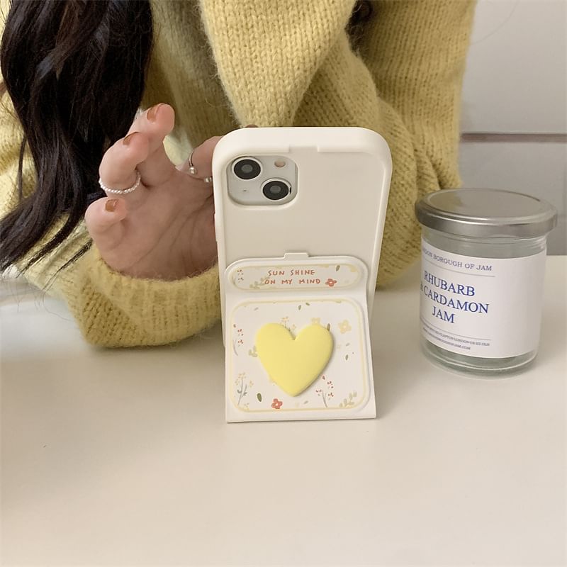 Heart Phone Case Floral Foldable Stand