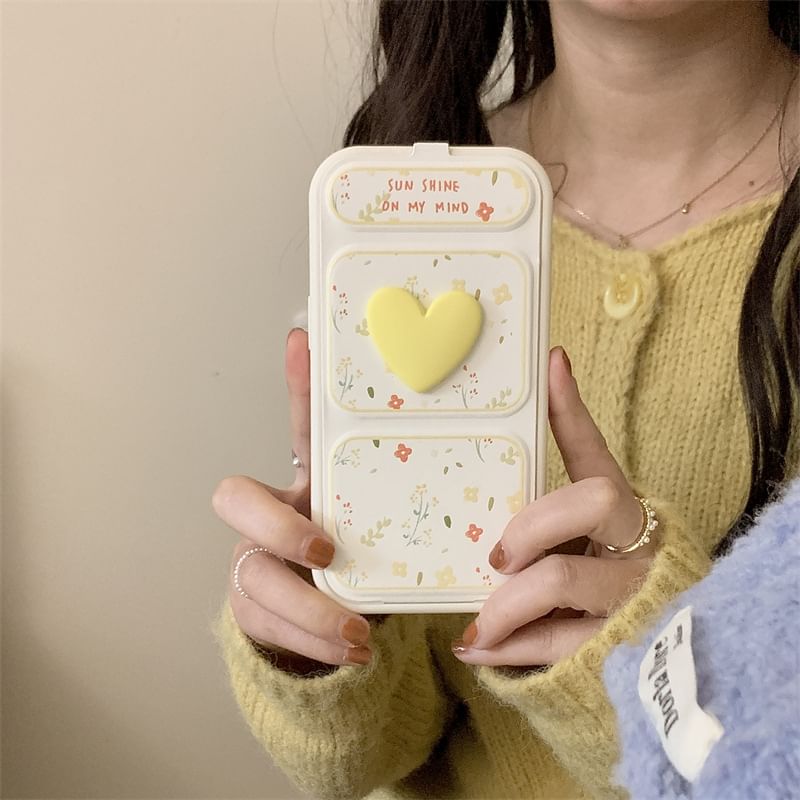 Heart Phone Case Floral Foldable Stand