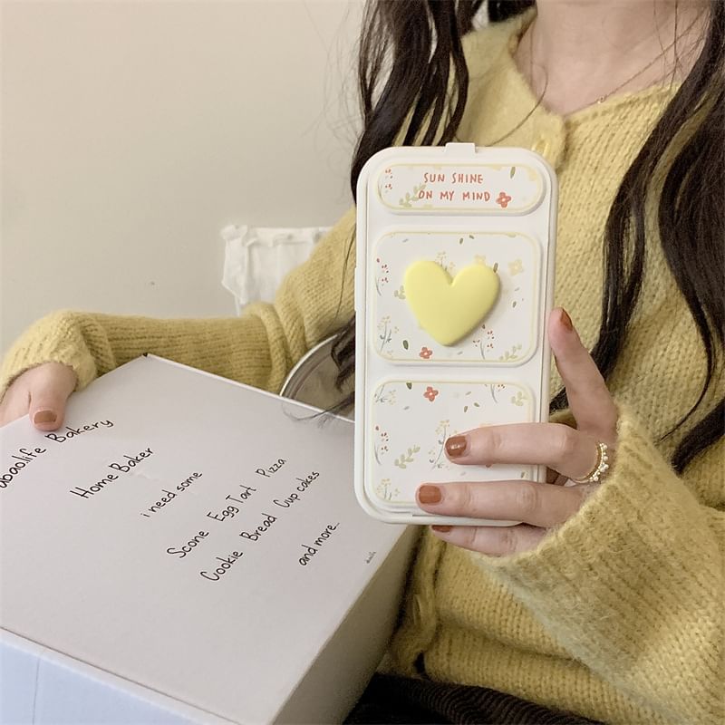 Heart Phone Case Floral Foldable Stand