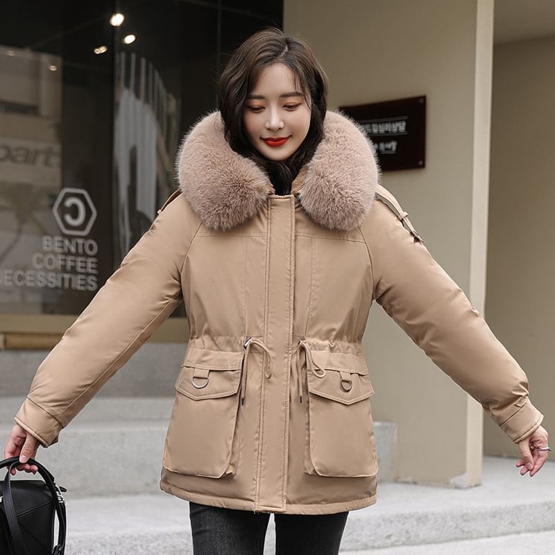 Fleece Lined Hooded Zip-Up Parka