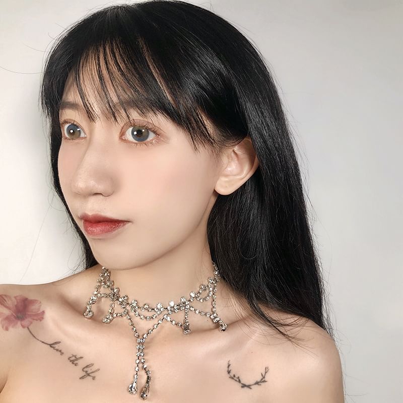 Choker Layered Alloy Rhinestone