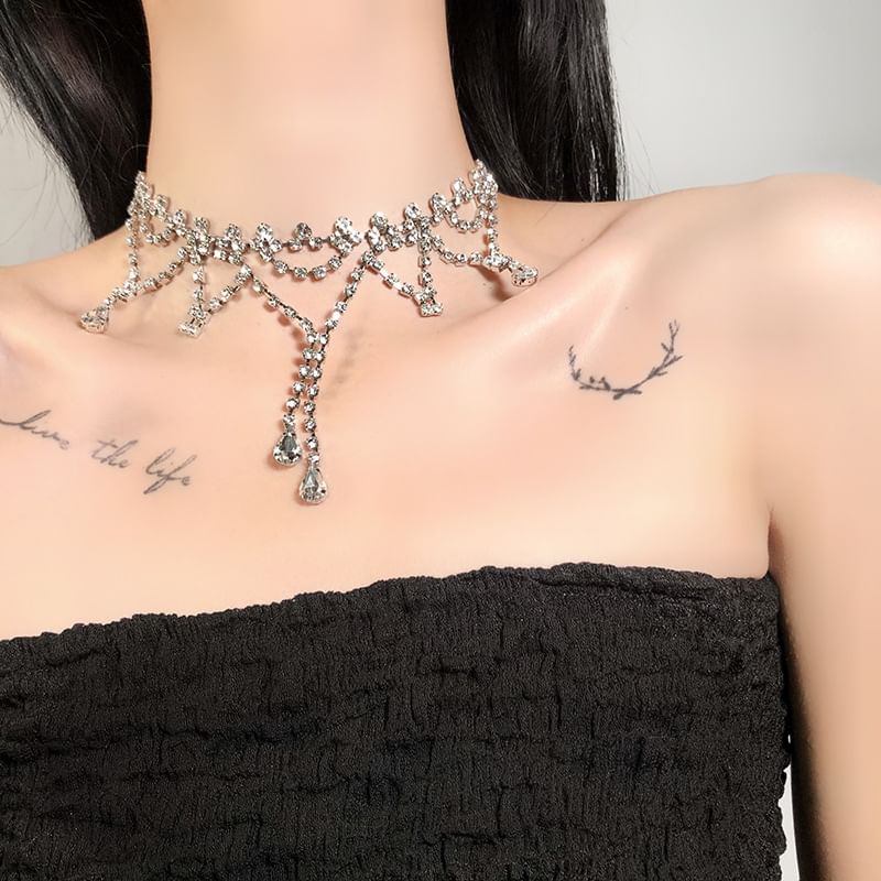 Choker Layered Alloy Rhinestone