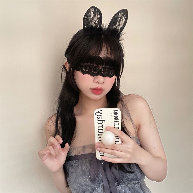 Ear Headband Eye Lace Mask / Rabbit
