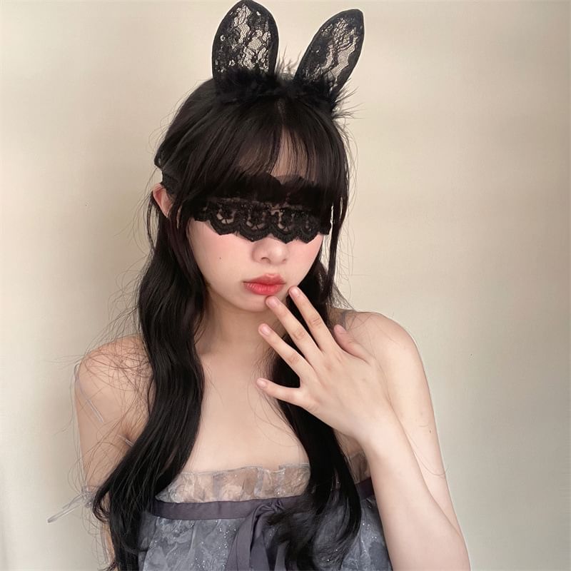 Ear Headband Eye Lace Mask / Rabbit