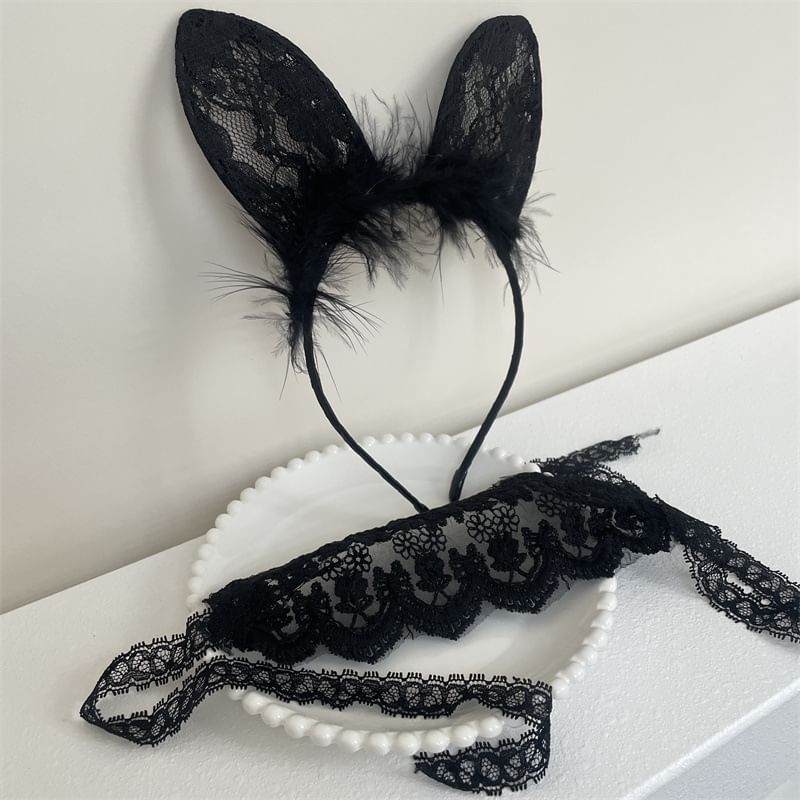 Ear Headband Eye Lace Mask / Rabbit