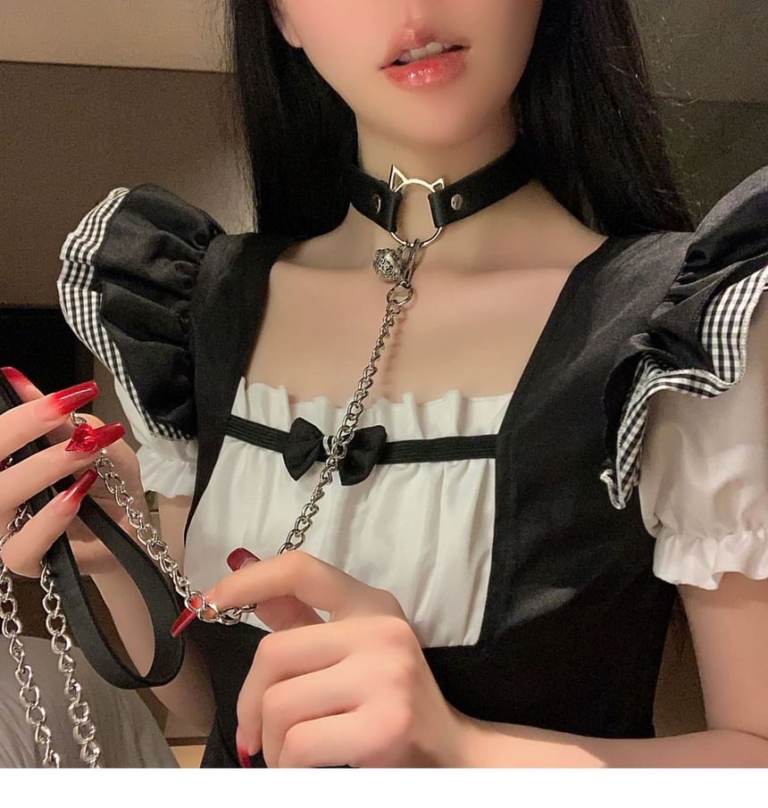 Choker Faux / Leather Alloy Leash Cat