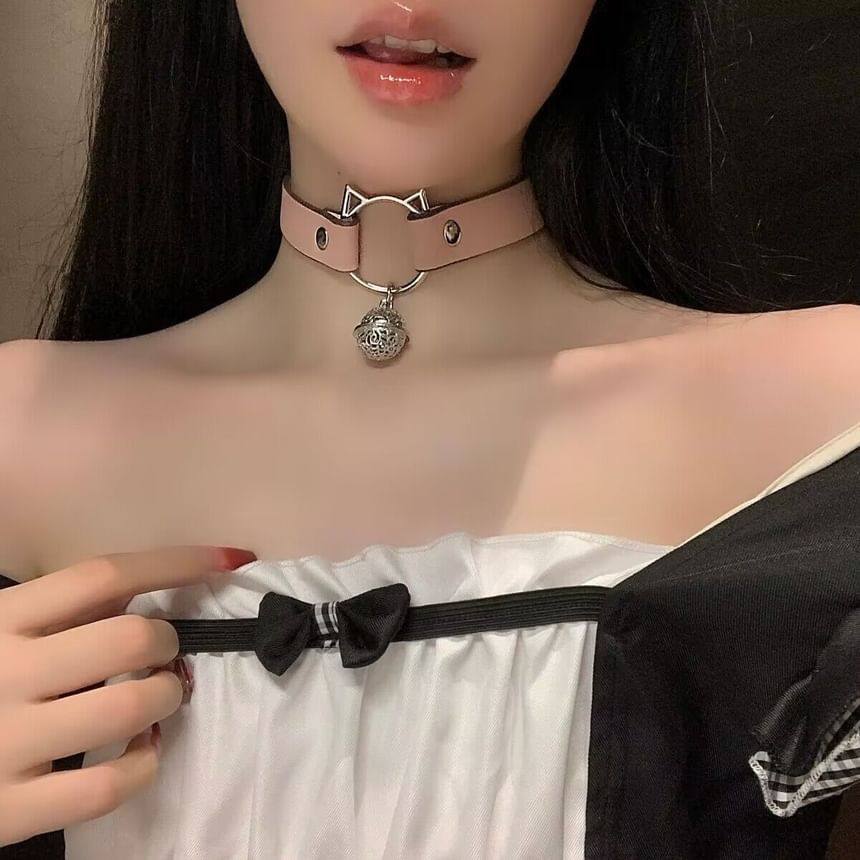Choker Faux / Leather Alloy Leash Cat