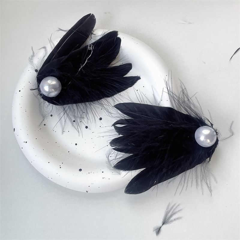 Faux Feather Hair Pearl 2: Set of Clip