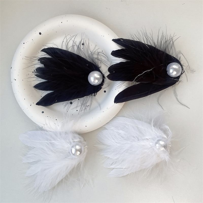 Faux Feather Hair Pearl 2: Set of Clip